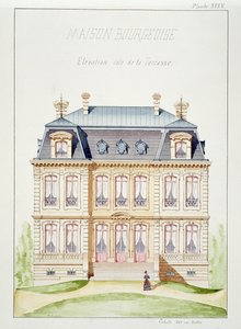 Terrassehøjde af et hus for borgerskabet, planche XXXV, fra en folio af tegninger, ca. 1870